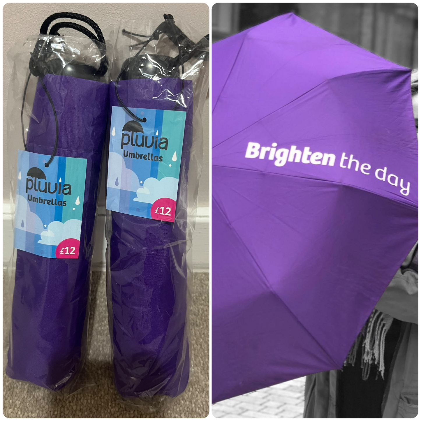 “Brighten the Day” Travel-Size Compact Slogan Umbrella
